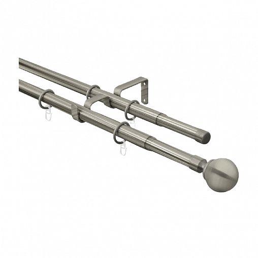 Карниз двойной телескопический Arttex, металлический, 160 - 300 см, хром матовый фото