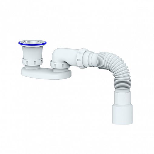 Сифон для душевого поддона Unicorn G22, 1 1/2" x 40 мм, регулируемый, с гофротрубой 400 мм фото