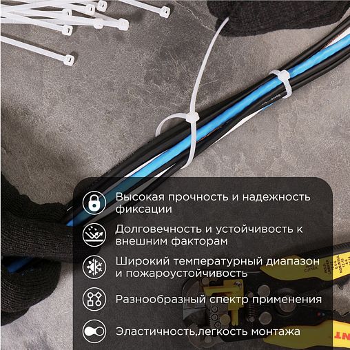 Хомут-стяжка PROconnect, нейлон, 2,5 x 150 мм, 100 шт, белый фото