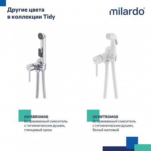 Встраиваемый гигиенический душ со смесителем Milardo Tidy, черный матовый фото