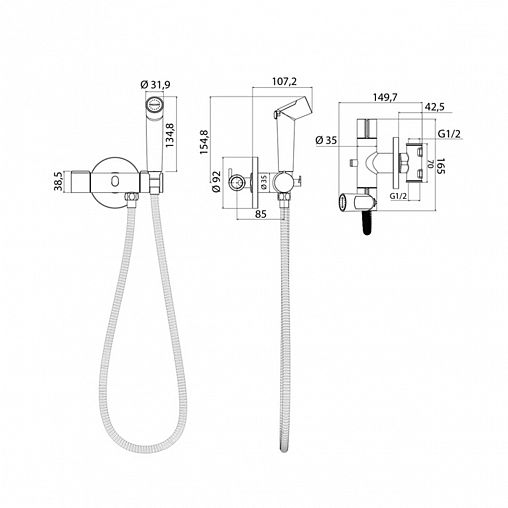 Встраиваемый гигиенический душ со смесителем IDDIS Axes AXESBR0i08, хром фото