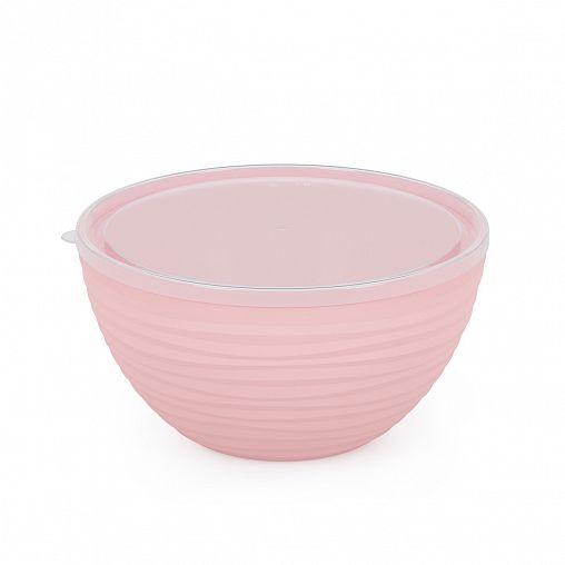 Салатник пластиковый Альтернатива Оазис, с крышкой, 2,5 л, розовый фото