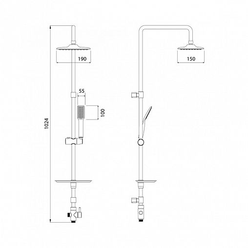 Душевой комплект Lemark LM8804C (стойка, тропический душ, лейка, шланг, мыльница), хром фото