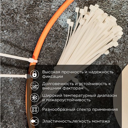 Хомут-стяжка PROconnect, нейлон, 2,5 x 100 мм, 100 шт, белый фото