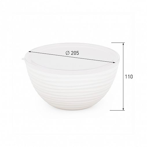 Салатник пластиковый Альтернатива Оазис, с крышкой, 2,5 л, белый фото