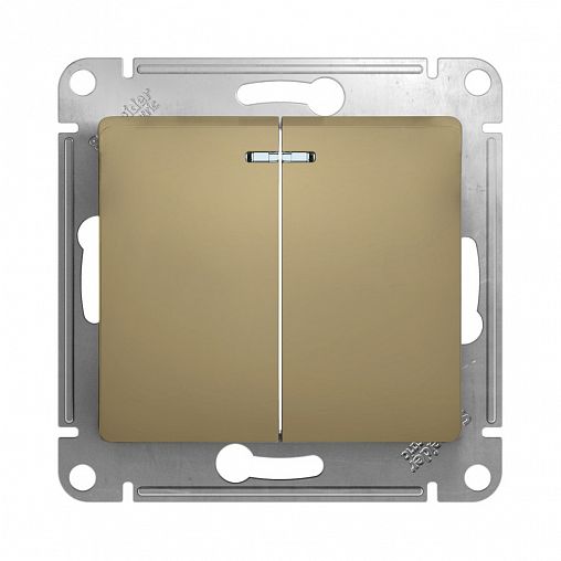 Выключатель 2-клавишный Systeme (Schneider) Electric Glossa, встраиваемый, с подсв., титан фото