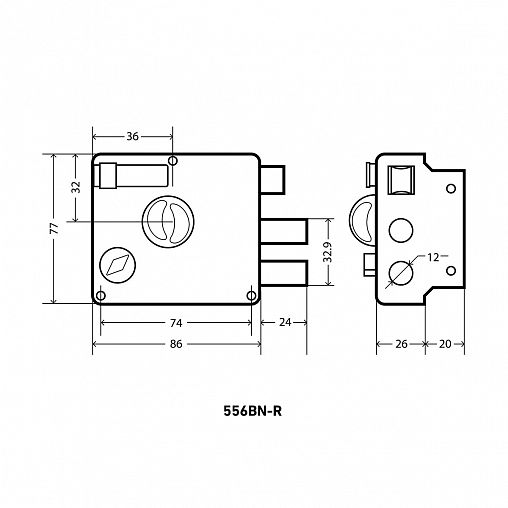 Замок накладной Аллюр 556 BN-R, 5 ключей фото