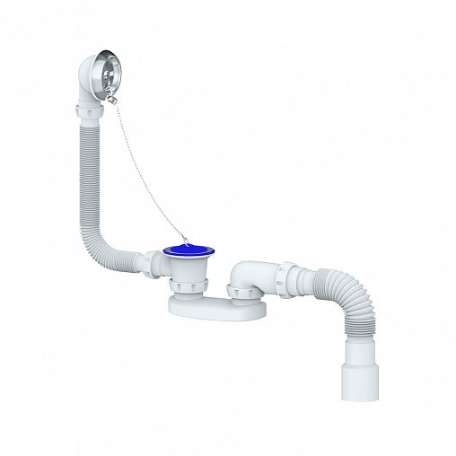 Сифон для ванн Unicorn S12, регулируемый с переливом, гофротруба 400 мм фото