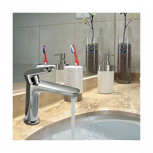 Смеситель для раковины с коротким изливом Rossinka RS33-13, однорычажный, хром фото