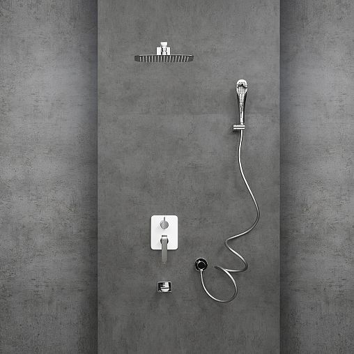 Душевая система Lemark Melange LM4922CW, встраиваемая, однорычажная, белая/хром фото