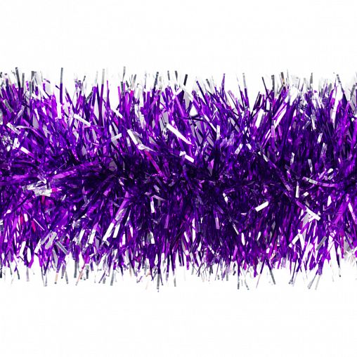 Мишура, с серебристой кромкой, 8 x 200 см, фиолетовая фото