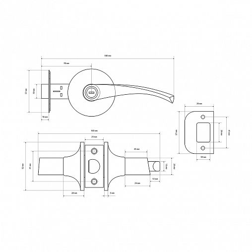 Ручка-защелка Стандарт 8901 BK AC, фиксатор, медь фото