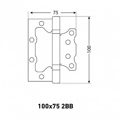 Петля накладная универсальная Аллюр 2BB AC, 100 x 75 x 2,5 мм, медь, 2шт фото