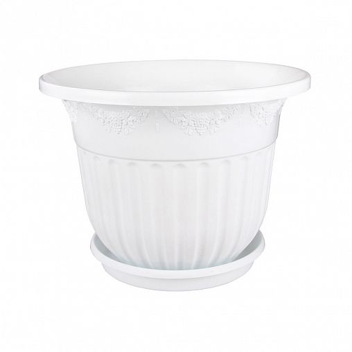 Горшок для цветов Альтернатива Лозанна, с поддоном, 40 л, белый фото