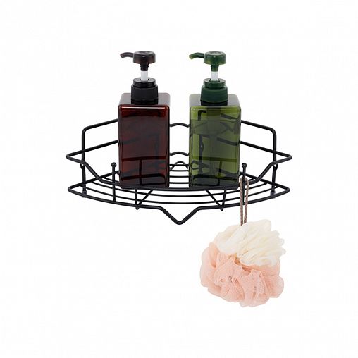 Полка в ванную угловая Milardo Grid, черная матовая фото