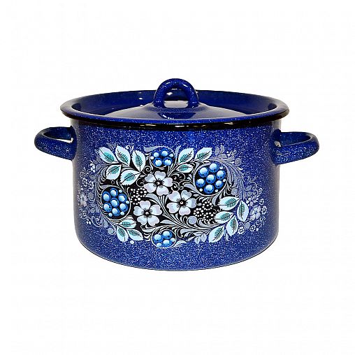 Кастрюля эмалированная СтальЭмаль с крышкой, 2,9 л, с декором фото