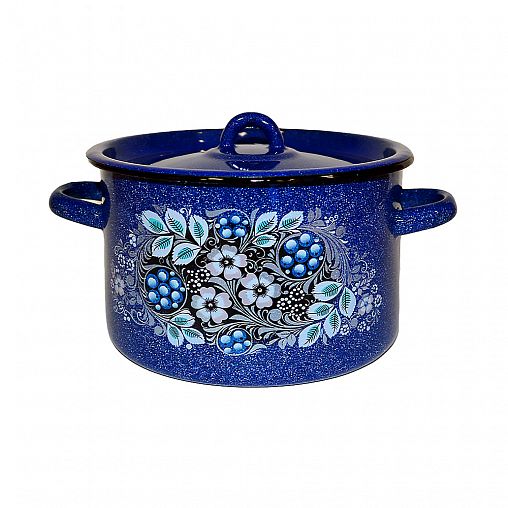 Кастрюля эмалированная СтальЭмаль с крышкой, 7 л, с декором фото