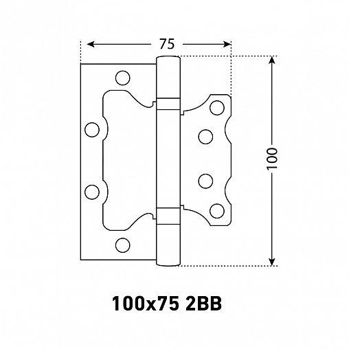 Петля накладная универсальная Аллюр 2BB BL, 100 x 75 x 2,5 мм, матовый черный, 2шт фото
