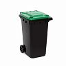 Бак для мусора Альтернатива, на колесах, 240 л, черно-зеленый фото