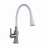 Смеситель для кухни Fashun A54801+N7356, с гибким изливом, сатин/белый фото Смеситель для кухни Fashun A54801+N7356, с гибким изливом, сатин/белый фото