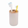 Стакан для зубных щеток Альтернатива Бамбук, с разделителем, бежевый фото