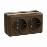 Розетка двойная накладная IEK Октава, с заземлением, 16 А, 250 В, IP20, дуб фото