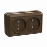Розетка двойная накладная IEK Октава, без заземления, 10 А, 250 В, IP20, дуб фото