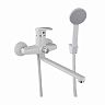 Смеситель для ванны с душем PLStart PL2205-8, с длинным изливом, хром/белый фото