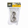 Розетка двойная накладная IEK Glory, с заземлением, 16 А, 250 В, IP20, белая фото