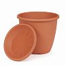 Горшок для цветов Альтернатива Афина, с поддоном, 11 л, коричневый фото