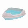 Лоток для животных угловой Альтернатива, с бортом, голубой фото