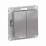 Переключатель 2-клавишный Systeme (Schneider) Electric Atlasdesign, встраиваемый, алюминий фото