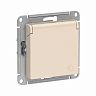 Розетка Systeme (Schneider) Electric Atlasdesign, встраиваемая, с/з, со шторками и крышкой, бежевый фото