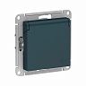 Розетка Systeme (Schneider) Electric Atlasdesign, встраиваемая, с/з, со шторками и крышкой, изумруд фото