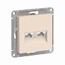 Розетка компьютерная RJ45 двойная Systeme (Schneider) Electric Atlasdesign, встраиваемая, бежевый фото