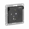 Розетка Systeme (Schneider) Electric Atlasdesign Aqua, встраиваемая, с/з, с/ш, крышкой, IP44, карбон фото