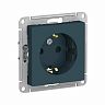 Розетка Systeme (Schneider) Electric Atlasdesign, встраиваемая, с/з, со шторками, изумруд фото