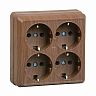 Розетка четверная накладная IEK Октава, с заземлением, 16 А, 250 В, IP20, дуб фото