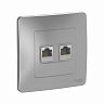 Розетка компьютерная RJ45 двойная Systeme (Schneider) Electric Blanca, встраиваемая, алюминий фото