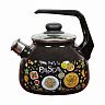 Чайник эмалированный со свистком СтальЭмаль Pasta, 3 л, черный фото