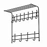 Вешалка настенная с полкой Nika, 11 крючков, 73 x 71 x 27 см, черный фото