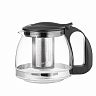 Чайник заварочный Lara, стеклянный, фильтр-нержавейка, 1,25 л, черный фото