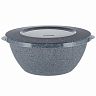 Салатник пластиковый Plast Team Stone, с крышкой, 3 л, темный камень фото