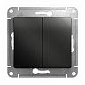Переключатель 2-клавишный Systeme (Schneider) Electric Glossa, встраиваемый, антрацит фото
