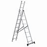 Лестница-стремянка трехсекционная Новая высота NV 1230, алюминиевая, 3 x 8 ступеней, 2,14 - 4,74 м фото