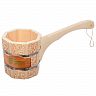 Ковш-черпак для бани и сауны Банные штучки, 1,5 л, липа, с длинной ручкой, с орнаментом Цветы фото