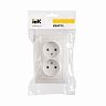 Розетка двойная встраиваемая IEK Кварта РС12-2-КБ, без заземления, 10 А, 250 В, IP20, белая фото