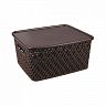 Корзина для хранения Альтернатива Плетенка, с крышкой, 35 x 29 x 17,5 см, коричневая фото