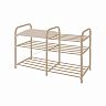 Этажерка для обуви Nika Люкс 3-1, 3 полки, 79 x 50 x 33 см, слоновая кость/бежевый металлик фото