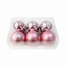Набор елочных шаров, d 7 см, 6 шт, розовый фото